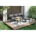 Garden furniture set, corner set, sofa + coffee table + footstool, galvanized steel tube, glass table top, suitable for gardens, swimming pools and other outdoor areas, grey  image 4