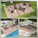 Outsunny Tapis d'extérieur réversible 1,8 x 2,7 m, tapis de sol au motif mur géométrique en PP, sac de transport inclus, résistant aux intempéries, rouge et blanc image 4