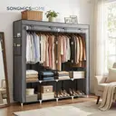 SONGMICSHOME  Fabric Wardrobe, 170 x 45 x 167 cm, 4 Hanging Compartments, with Shelves, 4 Side Pockets, Plenty of Space, Grey image 2
