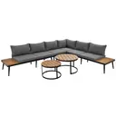 Modular Outdoor Sofa Set with Galvanized Iron Frame, Washable Cushions, Acacia Wood Nesting Tables, for Patio & Garden  image 5