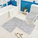 Bathroom Set 3 Piece Non-Slip Absorbent Bath Mats for Tub Shower, Machine Washable 38*44cmToilet Cover, 50*40cm U-Shaped Contour Toilet Rug，50*80cm Bathroom Rugs,grey meander pattern image 1