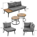Modular Outdoor Sofa Set with Galvanized Iron Frame, Washable Cushions, Acacia Wood Nesting Tables, for Patio & Garden  image 4