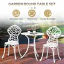 Outsunny 3 Pcs Aluminium Bistro Set Garden Furniture Dining Table Chairs Antique Outdoor Seat Patio Seater White image 4