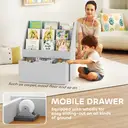 AIYAPLAY Kids Bookshelf, Bookcase Toy Storage Organiser with 3 Tier Shelves, Drawer, for Bedroom, Nursery, Playroom, Classroom, Grey image 6
