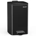 Lovewind Kitchen Trash Can with Lid, 8 Gallon/30 L Footstep Garbage Can for Kitchen Bedroom Home Office, 30 Liter Trash Bin Brushed Stainless Steel Waste Bin with Soft-Close Lid,black image 1
