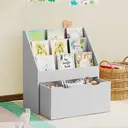 AIYAPLAY Kids Bookshelf, Bookcase Toy Storage Organiser with 3 Tier Shelves, Drawer, for Bedroom, Nursery, Playroom, Classroom, Grey image 3