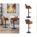 Ensemble de 2 tabourets de bar en cuir PU pivotant pour cuisine et petit-déjeuner, tabouret de comptoir moderne réglable (marron) image 7