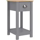 Galano Lilly Bedside Table - Slim Side Table with Storage, Organizer and Cabinet for Bedroom, Hallway or Entryway – Cool Grey/Beaufort Oak image 0