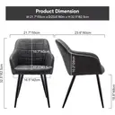 CLIPOP Faux Leather Dining Chairs Set of 2, Lounge Reception Chairs with Arms and Metal Legs, Padded Accent Armchair for Kitchen Dining Room, Living Room Corner Bedroom 067 pu deep grey 55*60*82.5 cm image 1