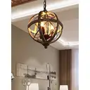Homary Retro Rustic 3-Light Chandelier - Adjustable Industrial Ceiling Light with Weathered Wood, Metal Orb & Crystal Accents for Kitchen Island, Dining Room & Bedroom image 5