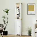 kleankin Slim Bathroom Storage Unit with Open Compartment, Bathroom Storage Cabinet with Adjustable Shelf, 34 x 23 x 165 cm, White image 7