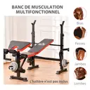HOMCOM Banc de musculation Fitness entrainement complet avec support d'haltères dossier réglable acier 175 x 139 x 127 cm noir et rouge image 7