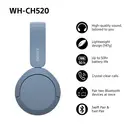 Sony WH-CH520 Wireless On-Ear Headphones (Blue) image 1