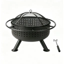 2-in-1 Feuerkorb & Holzkohlegrill, 51 cm Durchmesser Gussgrillrost, 34 cm hoch Feuerkorb auf Dreibein, tragbarer BBQ-Grill für Outdoor, Camping, Garten und Terrasse image 2