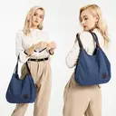 Kono Canvas Shoulder Tote Bag, Vintage Hobo Handbag for Women, Casual Top Handle Bag for Work School Travel Shopping Navy image 5