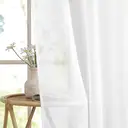 PONY DANCE Sheer Linen Look Curtains with Eyelet, 2 Panels W140xL100cm (W55xL39inch), White image 3