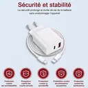 Dpower J8267 20W PD - 2 Ports USB-C/USB-A avec Câbles Lightning et USB-C, Compact, Compatible iPhone, iPad, Samsung, Blanc, Garantie 2 Ans image 1