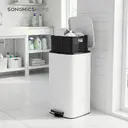 SONGMICSHOME  Trash Can, 8-Gallon Trash Bin, Stainless Steel Kitchen Garbage Can, White image 2