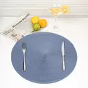 PP Round Placemat
Zhongyuan Ink Blue，Set of 6 Round Braided Placemats Table Mats for Dining Tables Washable Non-Slip Place Mats 15 inch for Home Decoration image 1