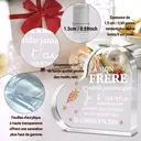Alphynix 1 pc plaque en cristal cœur, "MON FRÈRE" cadeau français avec motif couronne et étoiles, Souvenir frère émouvant avec message "Je t'aime pour toujours", Cadeau d'encouragement pour frère image 4