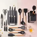  19-Piece Premium Knife Block Set With Silicone Utensils Kitchen Tool Set Black                image 3