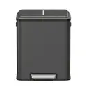 JOYFURNOS Poubelle de cuisine à 2 compartiments avec couvercle à fermeture douce, poubelle de recyclage en acier avec seaux intérieurs et pédale large, noir image 0
