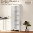HOMCOM Armoire de Rangement sur Pieds buffet cuisine meuble de rangement pour Salle de bain Gain de Place Style Classique avec 2 étagères réglables- Hauteur 170 cm en Bois Blanc image 4
