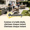 Outsunny Chariot de Barbecue en Acier 100x46x110cm avec Pare-vent - Desserte de Jardin 3 Niveaux Mobile avec Rideau Oxford - Station de Cuisson pour Plancha et Four à Pizza avec Rangement, Noir image 4