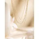18K Gold Plated Triple Layered Necklace Set with Pearl and Rectangular Pendant image 1