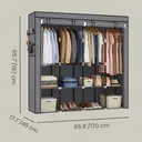 SONGMICSHOME  Fabric Wardrobe, 170 x 45 x 167 cm, 4 Hanging Compartments, with Shelves, 4 Side Pockets, Plenty of Space, Grey image 4