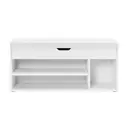 Ochama x SONGMICS Entryway Storage Bench with Shelves, Padded Seat Shoe Organizer, Hidden Compartments, Bedroom Living Room, White image 0