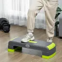 HOMCOM Stepper aérobic fitness hauteur réglable 3 niveaux 10/15/20 cm surface antidérapante plastique 78 x 28 x 20 cm vert et gris image 1