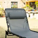 Outsunny Chaise longue pliable bain de soleil transat de relaxation dossier inclinable 5 niveaux tétière amovible pochette latérale intégrée revêtement textilène acier dim. 189x58x30cm gris image 7