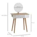 HOMCOM Dressing Table with Drawer and Mirror height adjustable Wooden Oak Color  Bedroom Dressing Room Elegant and Durable image 2