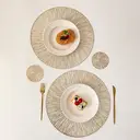 Gold Exploding Fireworks PVC Placemat，Placemats Set Of 6 PVC Place Mats For Kitchen Table Indoor/Outdoor Washable Heat-Resistant Placemat Wipeable Dining Table Mats And Cup Coaster For Camping, Festival, Wedding, Party image 4