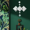 7pcs PVC mirror stickers, interlocking diamond-shaped mirror stickers, multi-piece pack of silver mirrors, self-adhesive high-definition living room mirror, entryway bathroom personalized artistic decorative mirror (4.8-16.5cm) image 1