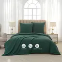 MEEALLHOME Parure de lit en flanelle lavée vert foncé - 1 housse 200 x 220 cm et 2 taies 80 x 80 cm image 1