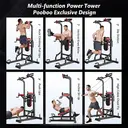 Pooboo Multifunction Power Tower with Bench and Rock Climbing Grip Pull Up Bar Dip Station for Home Gym Workout Strength Training Fitness Equipment image 4
