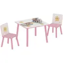 AIYAPLAY 3-Piece Kids Table and Chair Sets, Kids Table with 2 Chairs Set Furniture with Star Pattern for Boys and Girls, Bedroom, Nursery, Playroom, Pink image 0