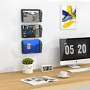 Senhoglb Porte-documents mural en maille, 3 compartiments, format A4 paysage, Noir, Offre Nouvel An, Cadeaux phares image 4