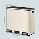 SONGMICSHOME  Triple Compartment Recycling Bin, 3 x 18L Pedal Kitchen Waste Bin, Soft-Close Lids, Steel, for Home, Beige image 4