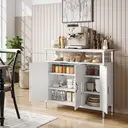 HOMCOM Industrial Kitchen Sideboard with Open Shelf, 2 Cabinets, Adjustable Shelves, Sideboard Buffet for Entryway, Living Room, Dining Room, White image 1