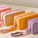 Trousse de Maquillage Portable en Silicone JORDAN&JUDY Colorblock Jaune 20*12*8cm 1 pièce image 4