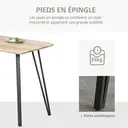HOMCOM Table à manger design industriel grand plateau dim. 120L x 60l x 75H cm pieds métal noir en épingles MDF aspect chêne clair image 5