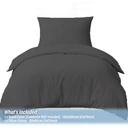 LeBonsoir Parure de lit brossée avec 1 housse de couette 135 x 200 cm et 1 taie d’oreiller 80 x 80 cm, avec fermeture éclair - Gris foncé image 3