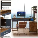 Bureau en forme de L de style industriel, construction en acier et bois, cadre en métal antirouille, avec tiroirs, noir + teinte bois. image 5
