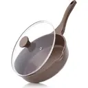 SENSARTE Poêle antiadhésive 28 cm avec couvercle, poignée froide au toucher, revêtement en céramique sain, compatible induction, sans PFOA image 0