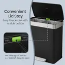 SONGMICSHOME  Dual Compartment Pedal Rubbish Bin, 2 x 30L Stainless Steel Recycling Kitchen Bin, Soft Close Lid, with Inner Buckets, Grey image 7