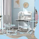 AIYAPLAY Kids Desk and Chair Set, Height Adjustable Children School Study Desk, Student Writing Desk with Tiltable Desktop Drawer, Pen Slot, Reading Rack for Ages 3-13 Years, Grey image 4