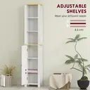 kleankin Slim Bathroom Storage Unit with Open Compartment, Bathroom Storage Cabinet with Adjustable Shelf, 34 x 23 x 165 cm, White image 4